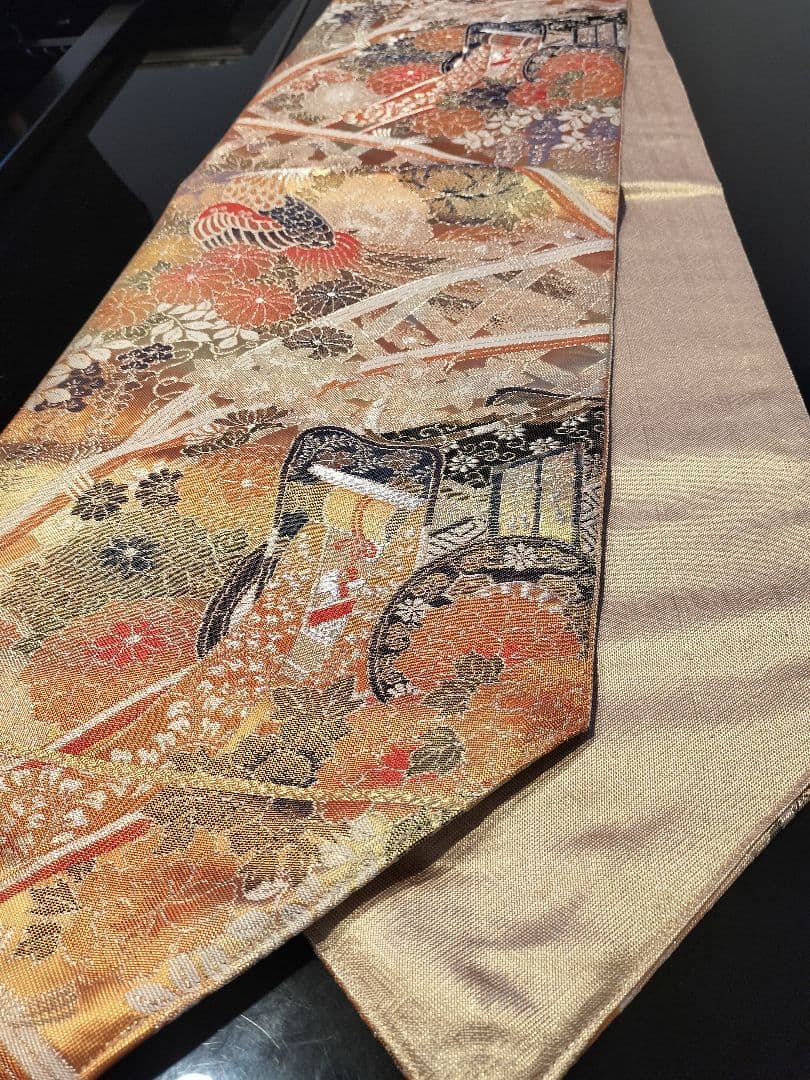 A922★逸品‼️ 全通帯‼️ひな祭り‼️袋帯正絹テーブルランナー2m17cm