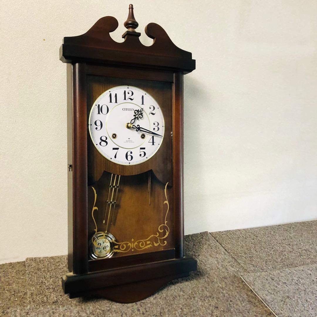 E86アンティーク品✨シチズン アナログ掛け時計 振り子時計 昭和レトロ
