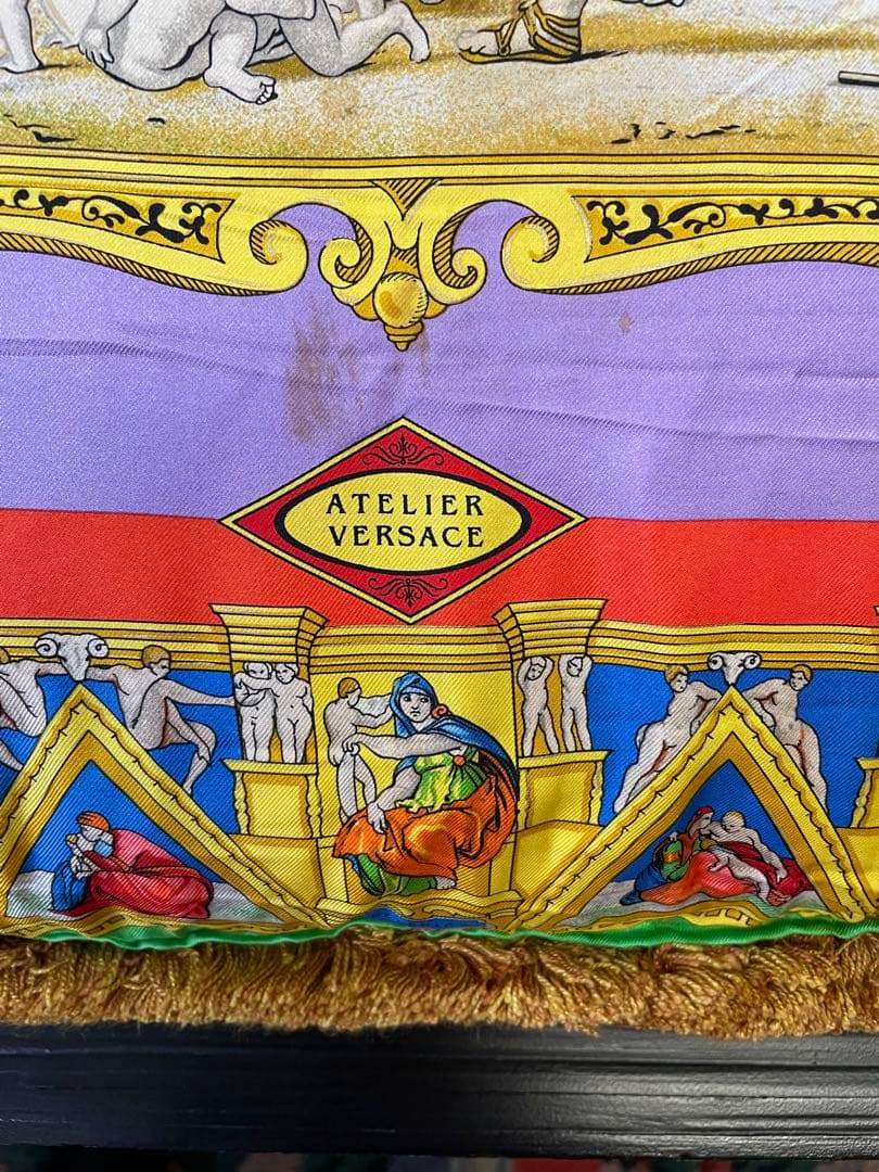 レア貴重‼︎ 価値ある ヴェルサーチ 超特大フリンジ付　 古代ローマ調