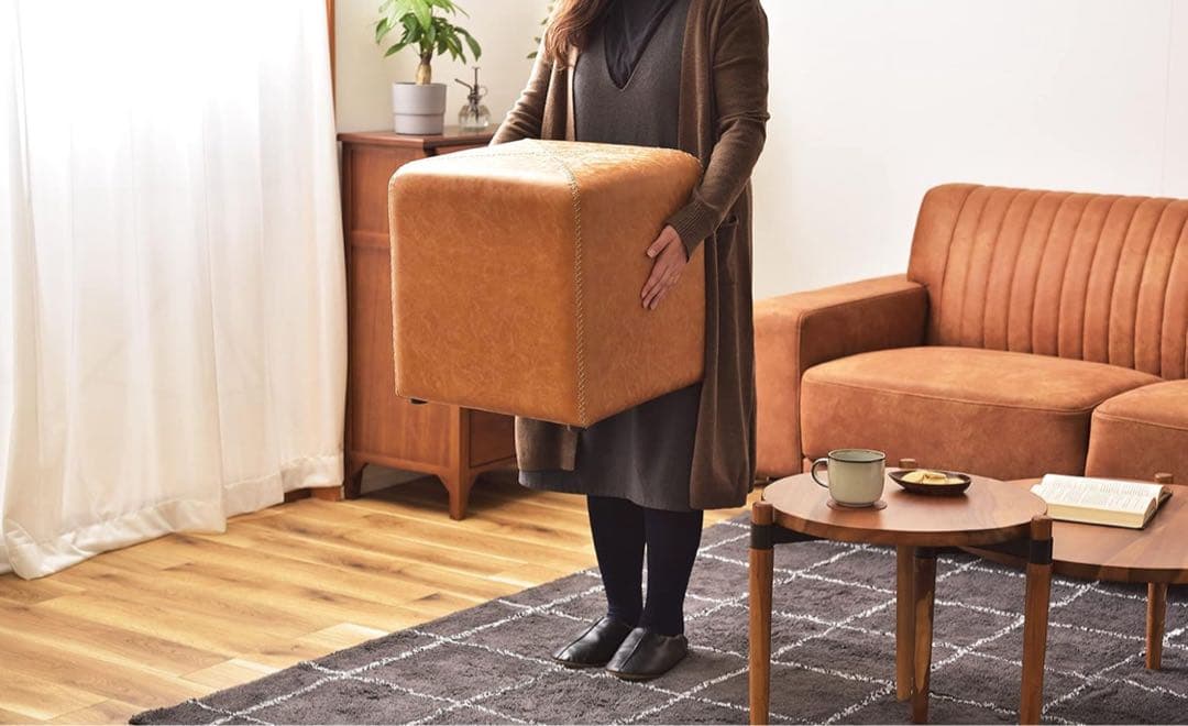 新品　東谷 スツール ブラウン キャメル 2個セット