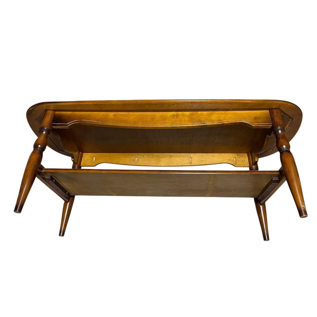 レアデザイン カリモク オーバル コーヒーテーブル 棚付き