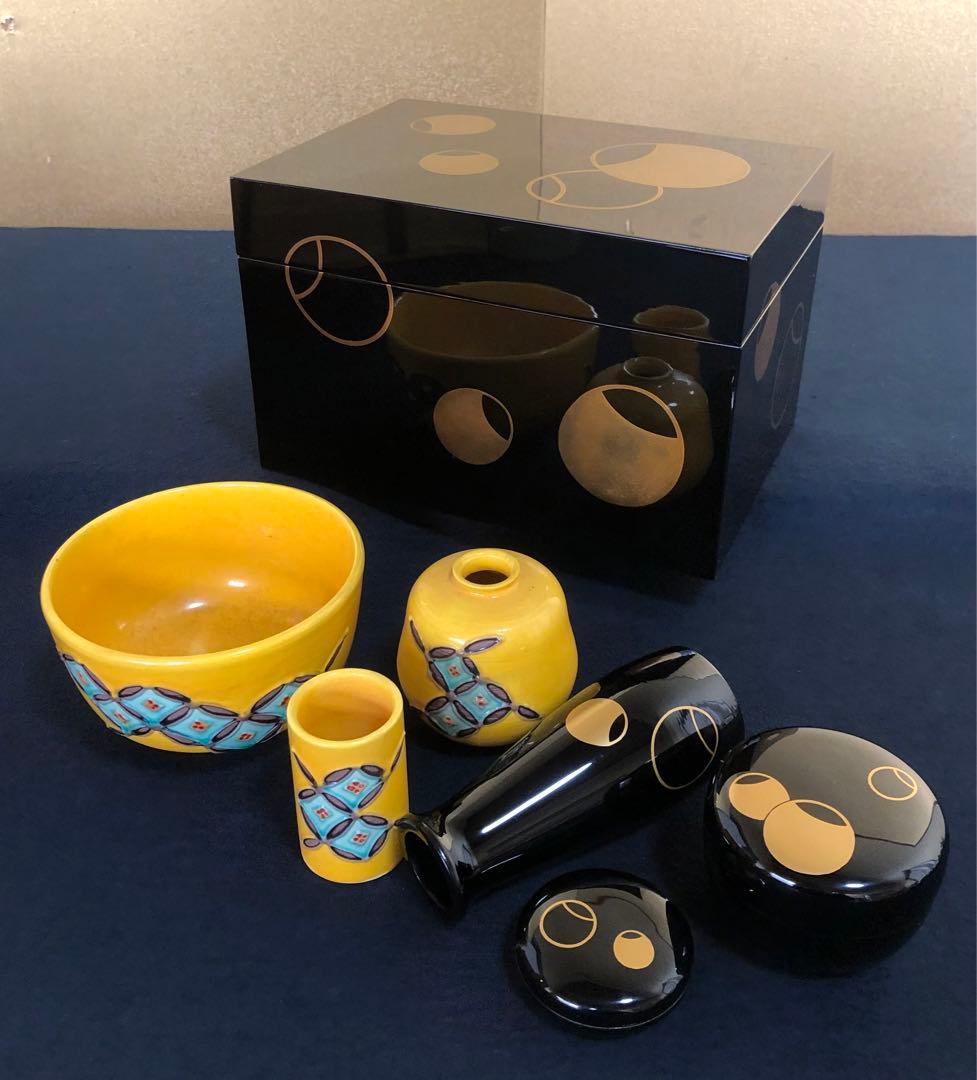 割引❗️《R》輪島塗 壷々蒔絵 茶箱 茶平一斎 お茶道具6点付 260203く4