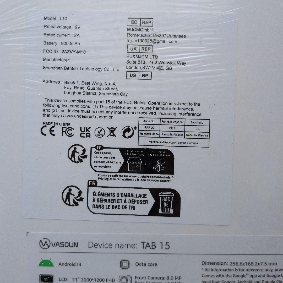 Vasoun TAB 15 L10 10.1インチタブレット