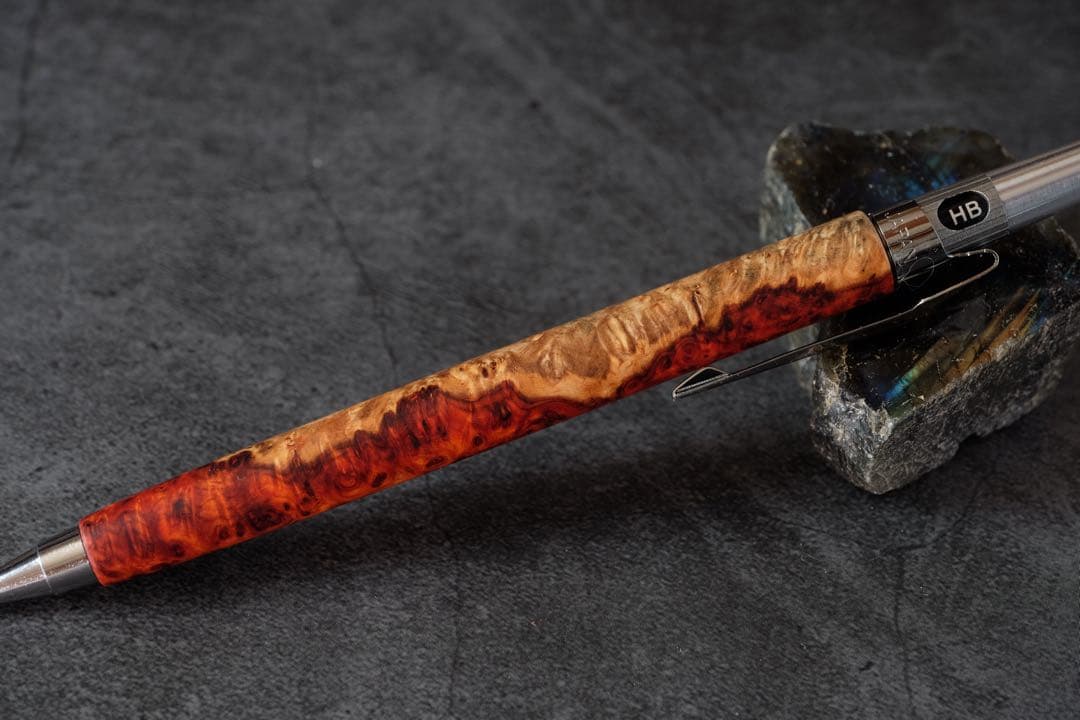 PG5木軸カスタム0170　高村杢工房製図用シャープペンシル　花梨瘤トリコロール