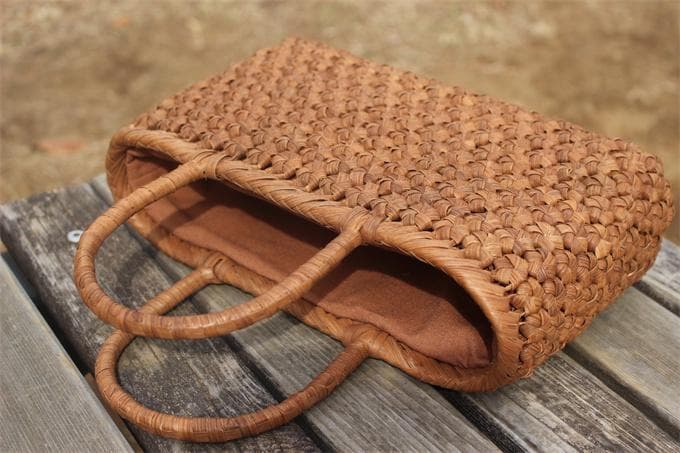 六角花結び編み 山葡萄 かごバッグ 網代編み やまぶどう 山ぶどう カゴバッグ