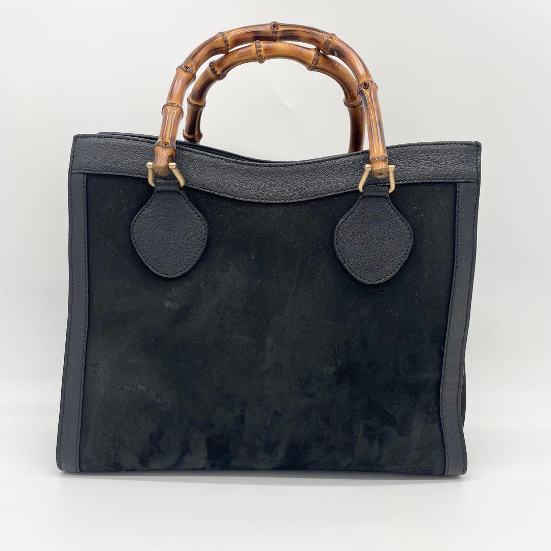 美品　GUCCI ダイアナ　バンブー　ハンドバッグレザー　スエード　ブラック