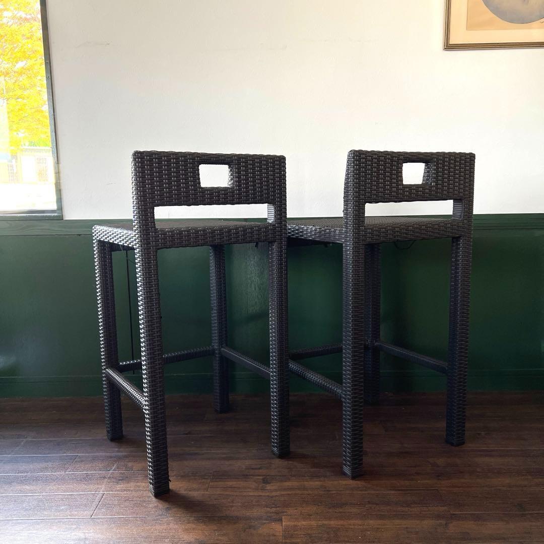 k072 ラタン調カウンターテーブル 3点セット ダークブラウン ガーデン家具