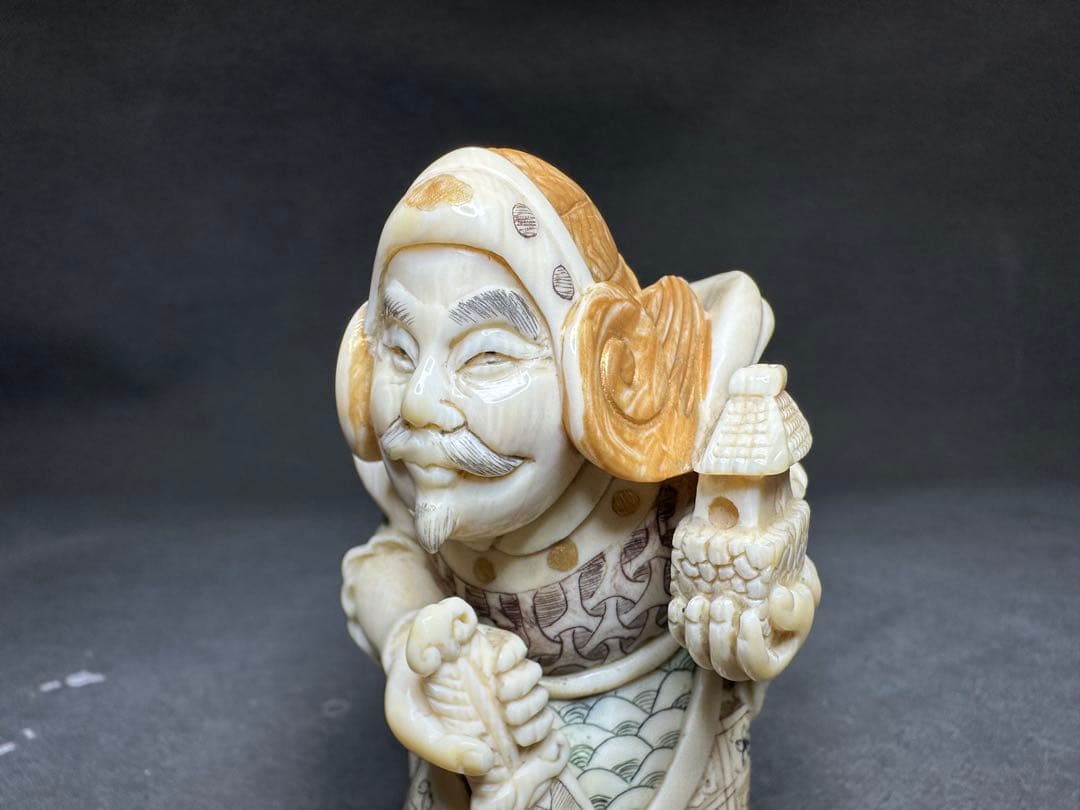 極上　天然素材　七福神　置物　根付　　アンティーク　和彫　骨董　飾り物　古美術品