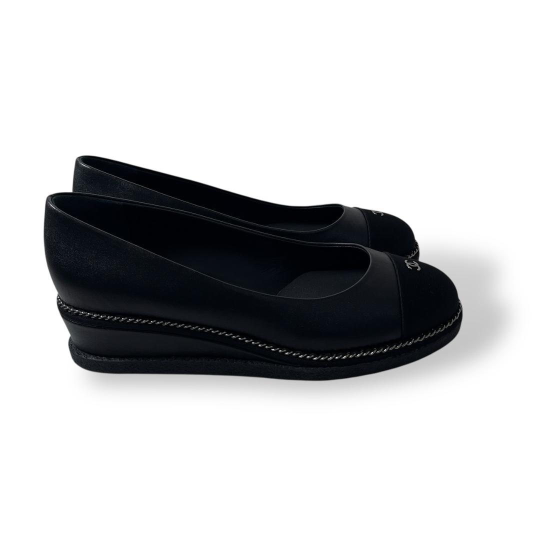 未使用 CHANEL G31293 PUMPS MET LAM GG パンプス