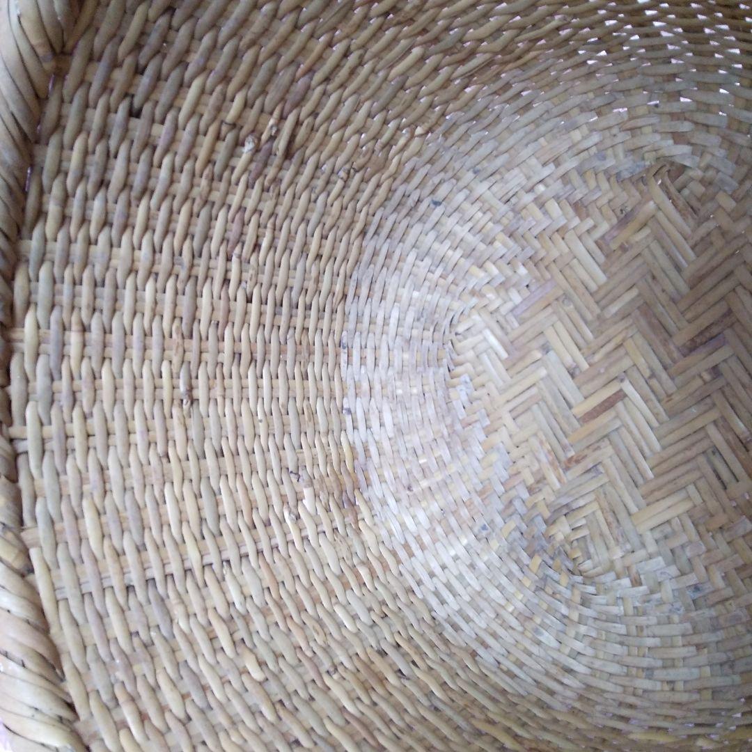 アンテーク、昭和、竹製品大きな深いざる