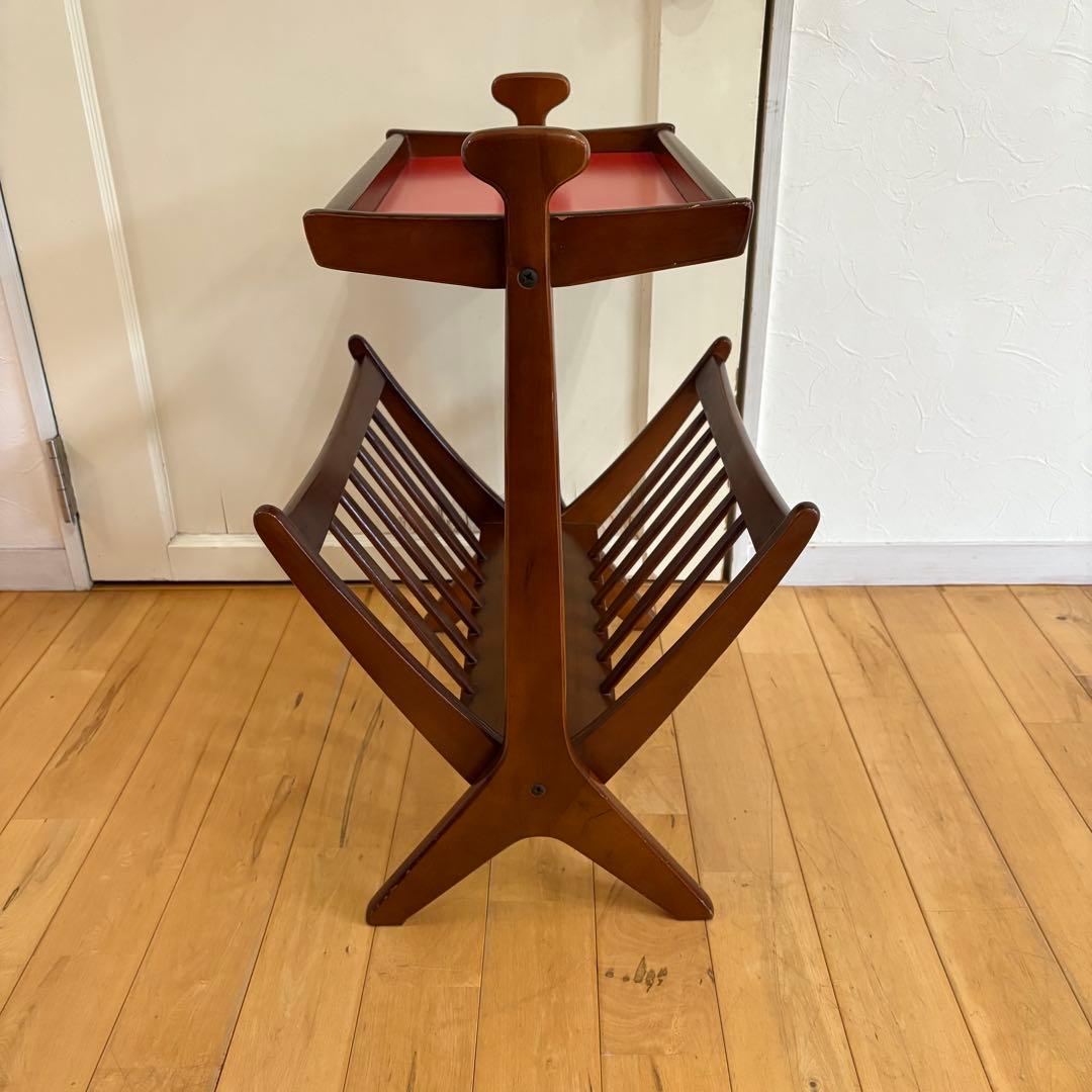 ☆ビンテージ☆折りたたみ　木製　マガジンラック　サイドテーブル　アンティーク