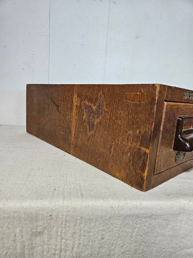 USアンティーク 木製のカードキャビネット ホルダー 卓上 書斎 引出 ドロワー