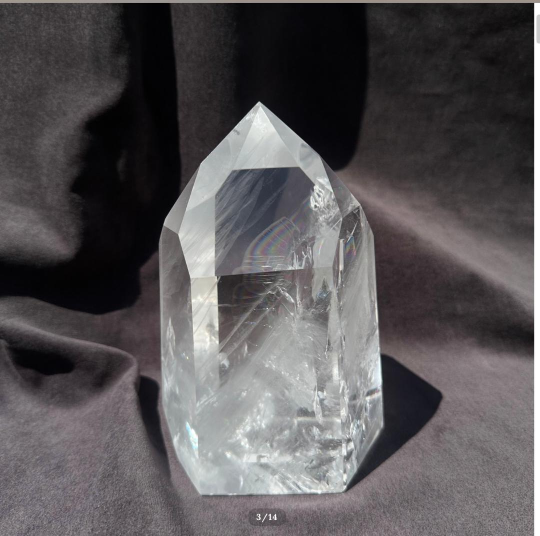 【レムリアン水晶】水晶 ポイント タワー 虹入り ブラジル産