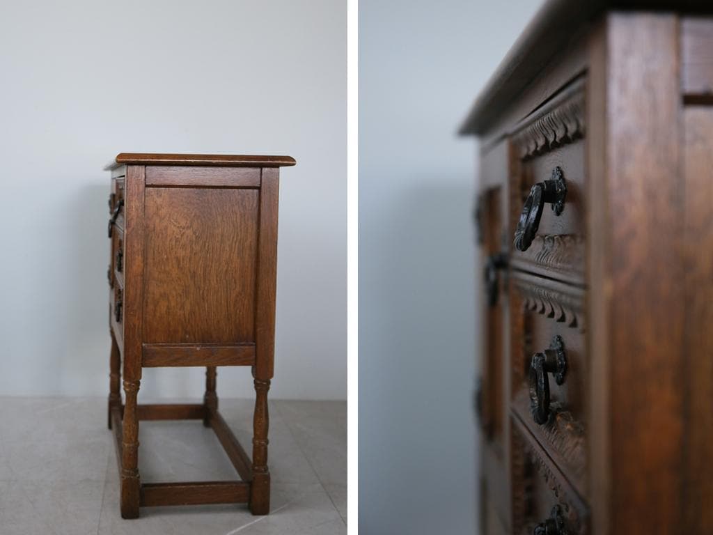 英国アンティーク木製カップボード/キャビネット/キッチン収納/飾り棚92-127