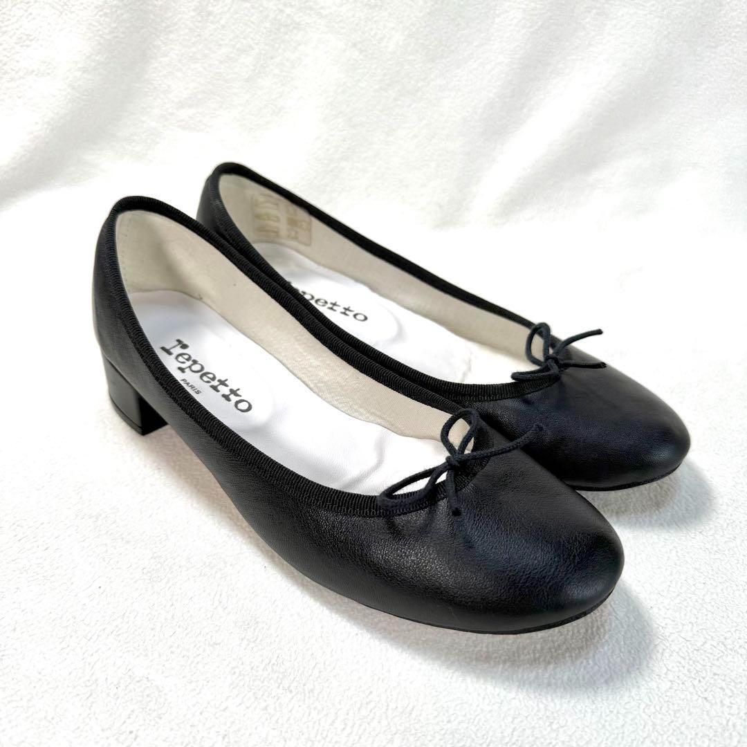 極美品✨レペット カミーユ バレエシューズ ブラック レザー リボン 37.5