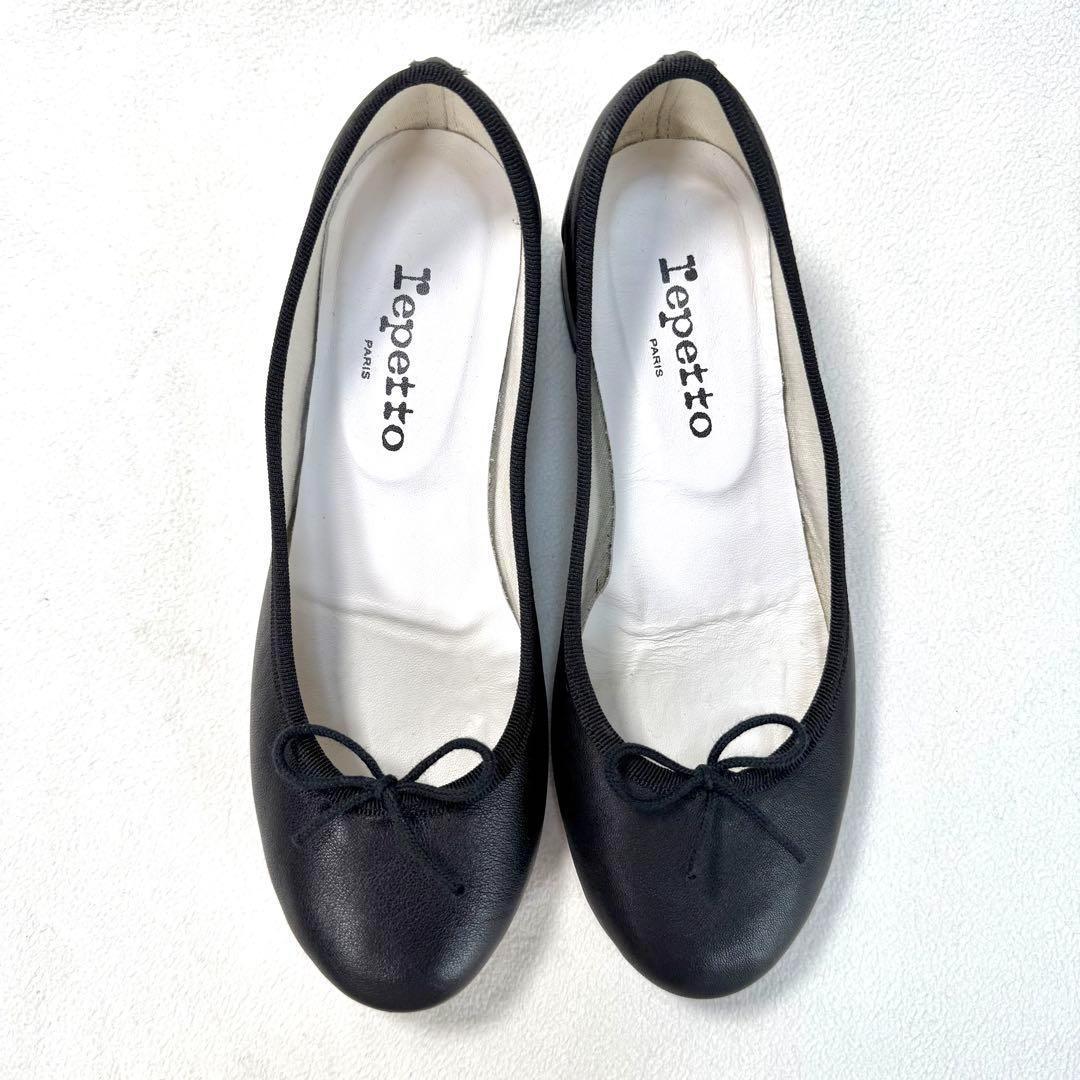 極美品✨レペット カミーユ バレエシューズ ブラック レザー リボン 37.5