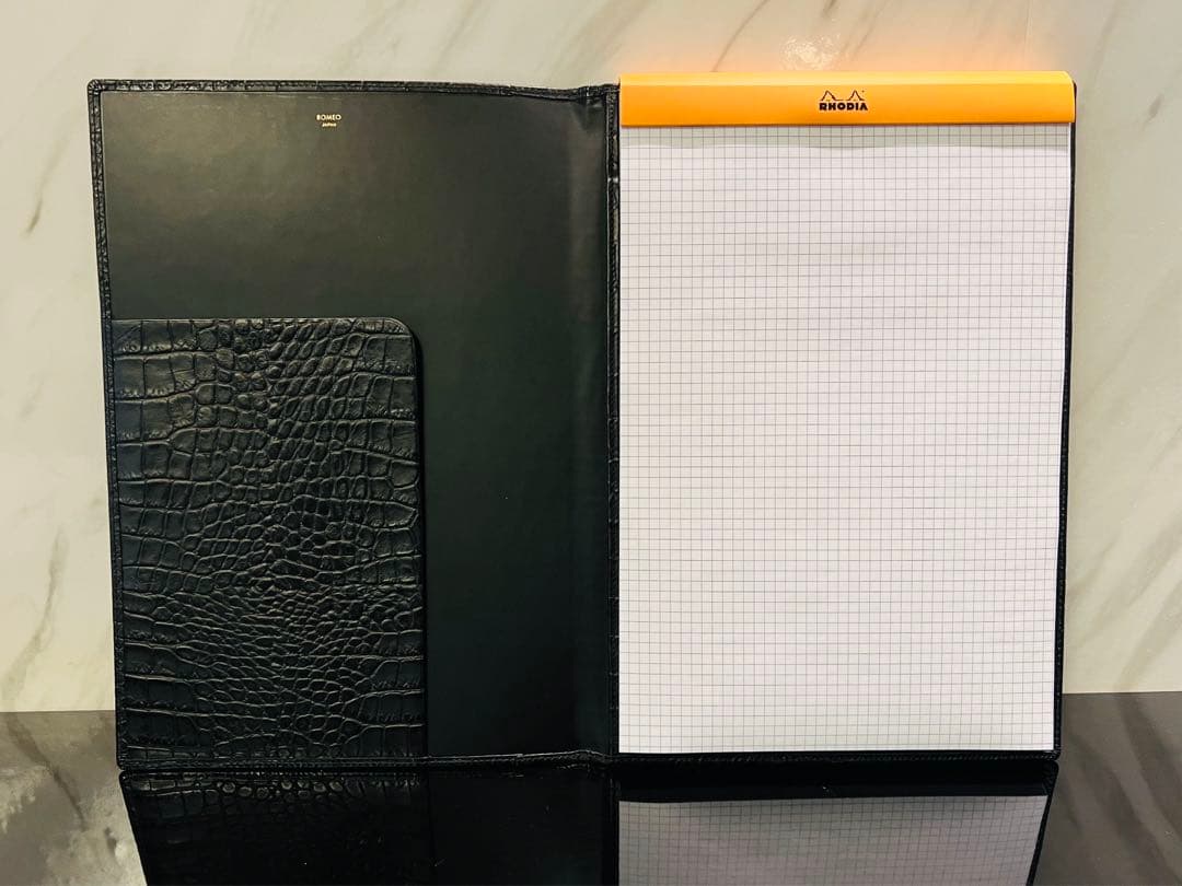 Romeo ロメオ　クロコ型押し　本革　メモパッド　L