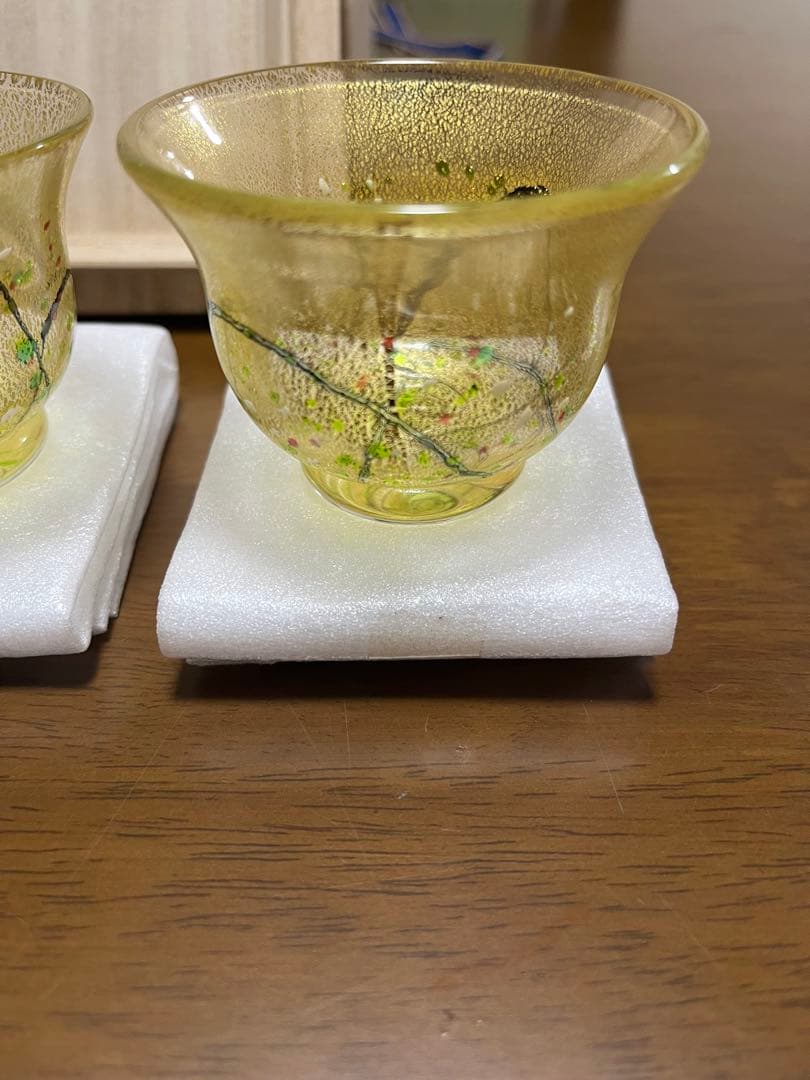 新品 未使用品 黒木国昭作 酒器 金彩 光琳 徳利 おちょこ 人間国宝ガラス工芸
