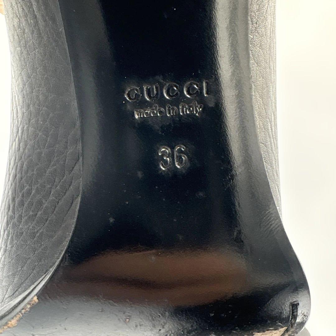 グッチ インターロッキング ロングブーツ 【36】チャンキーヒール ブラック