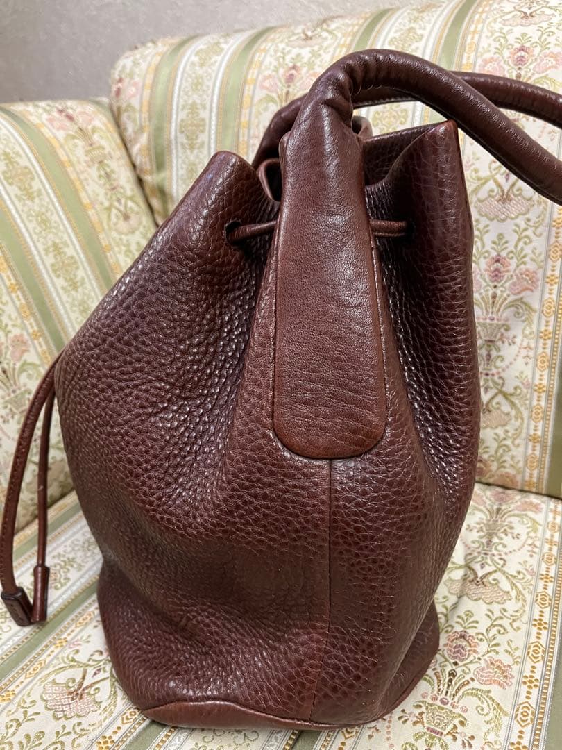HIROFU ブラウンレザー巾着　バケツ型ショルダーバッグ