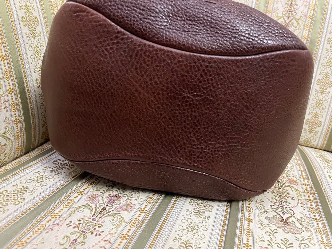 HIROFU ブラウンレザー巾着　バケツ型ショルダーバッグ