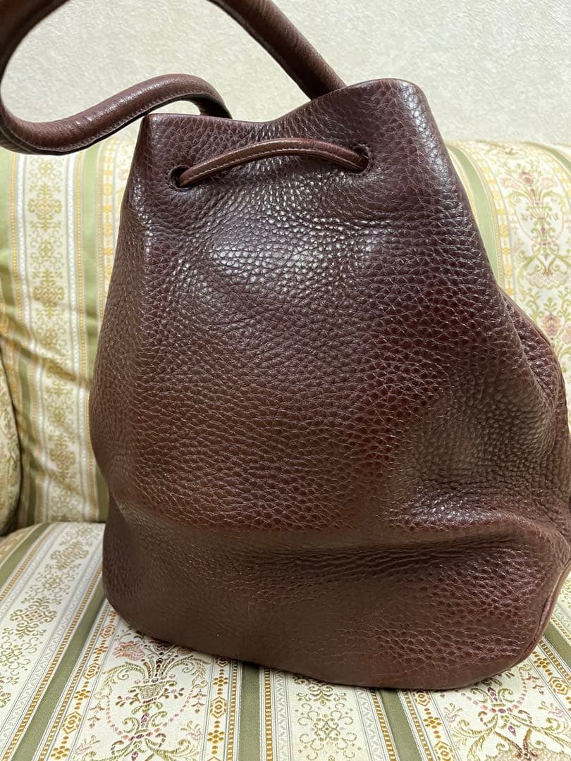 HIROFU ブラウンレザー巾着　バケツ型ショルダーバッグ