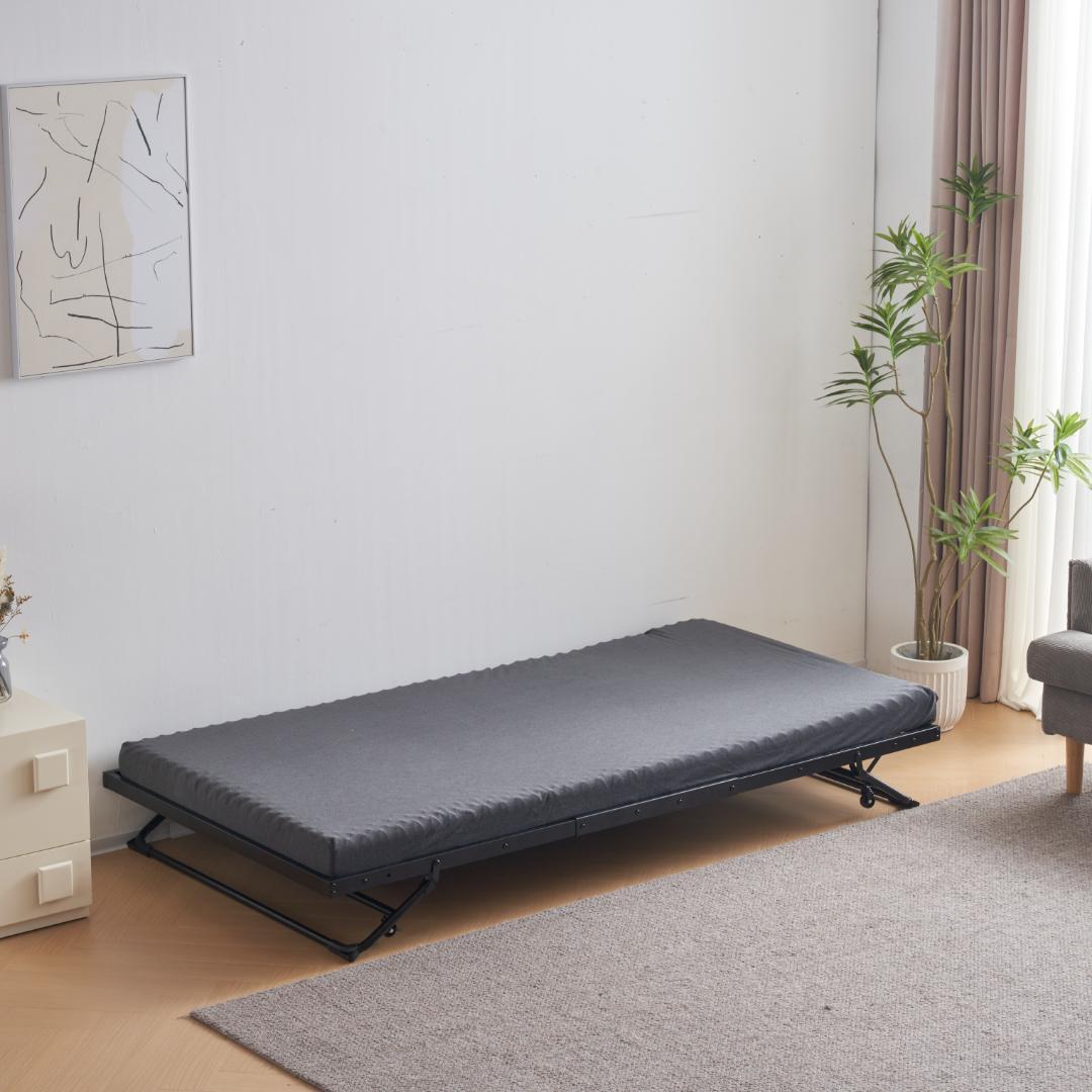 【マットレス付】 パイプベッド折りたたみベッド ベッド 下収納 耐荷重120kg