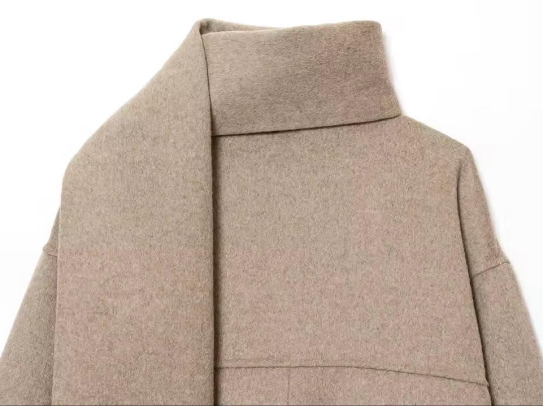 ZARA 新品未使用　ウールショートスカーフ付コート　ベージュ