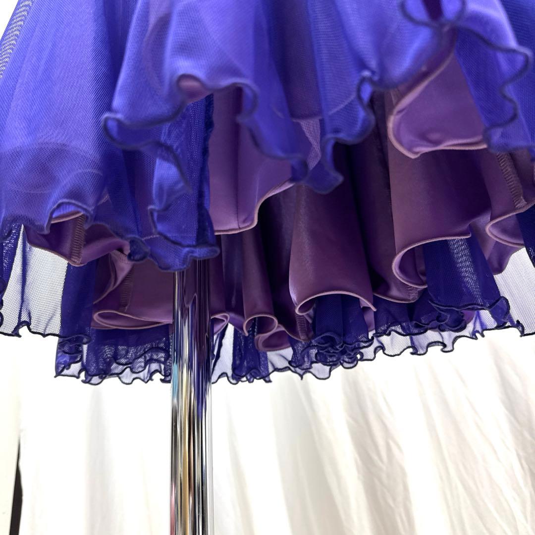 6239★M 紫 スワロフスキー スタンダードドレス 社交ダンス