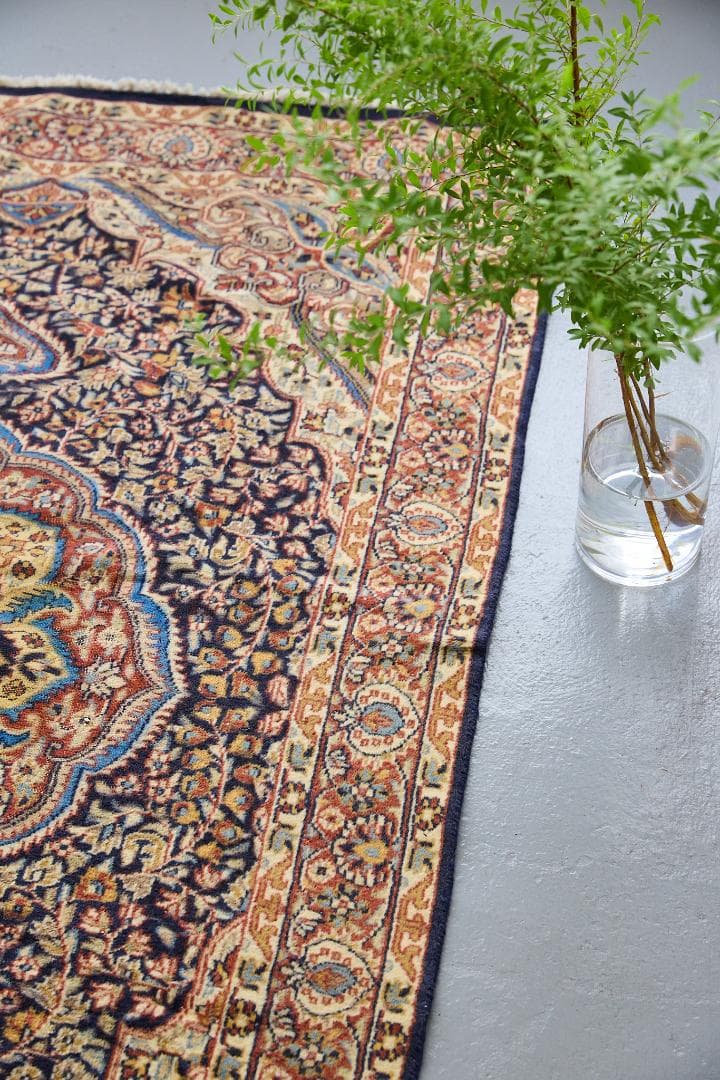 ヴィンテージラグ　ペルシャ絨毯　メダリオン（184×122cm）赤　青　ベージュ