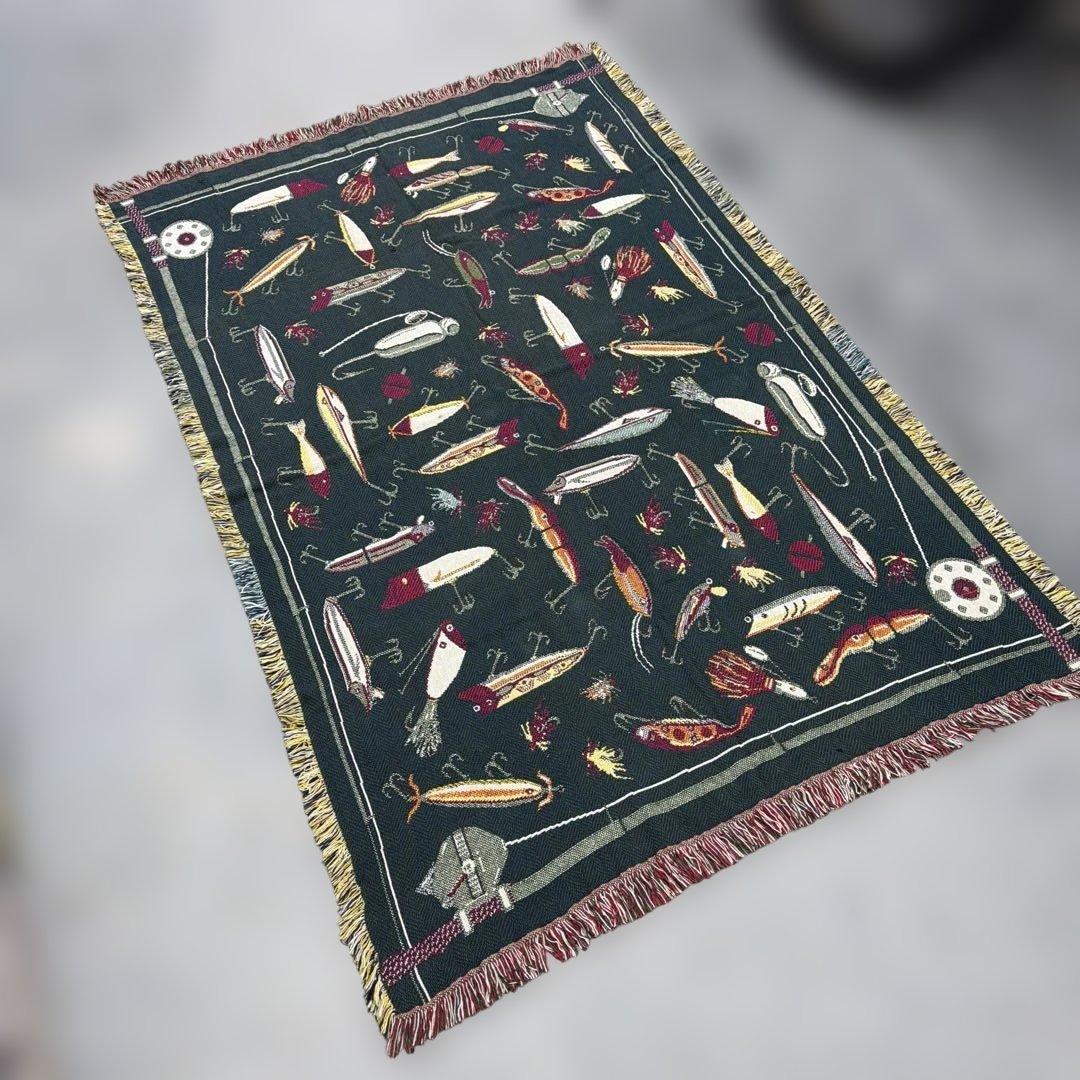 釣り　ルアー　マルチカバー　ソファカバー　ヴィンテージラグ　185x123