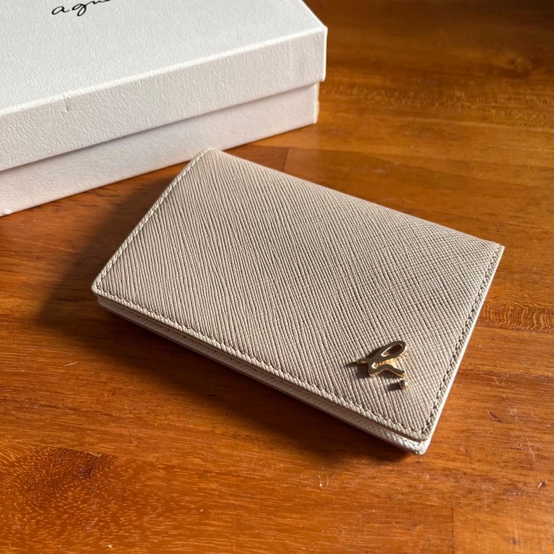 agnis b. ベージュ レザー 名刺入れ