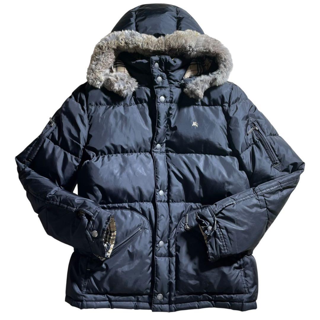 人気✨バーバリー ダウンジャケット Lサイズ 黒 ノバチェック ファー