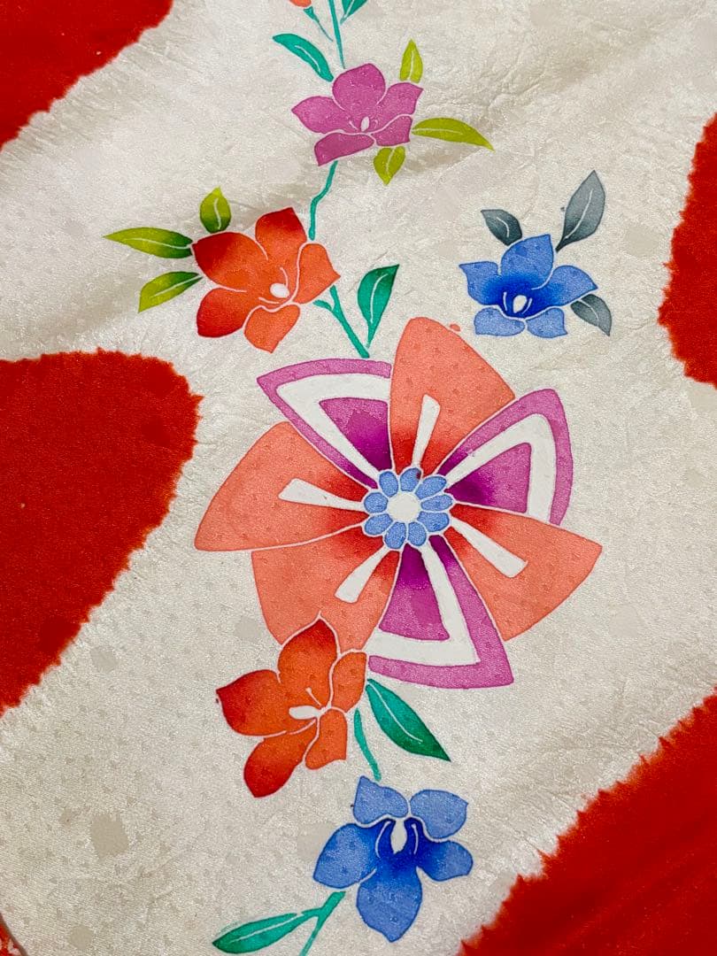 七五三　7歳　正絹　絞り　着物　フルセット　赤