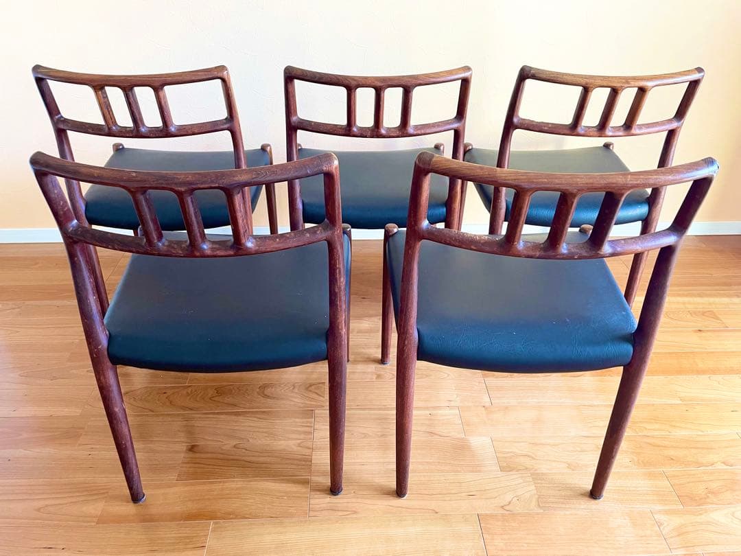 ダイニングチェア4脚デンマークニールス・モラー チーク材 椅子　大塚家具リペア③