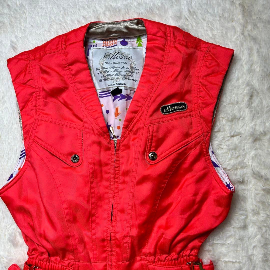 Ellesse スキーウェア スノボ 上下セット 金ボタンバックル オレンジ