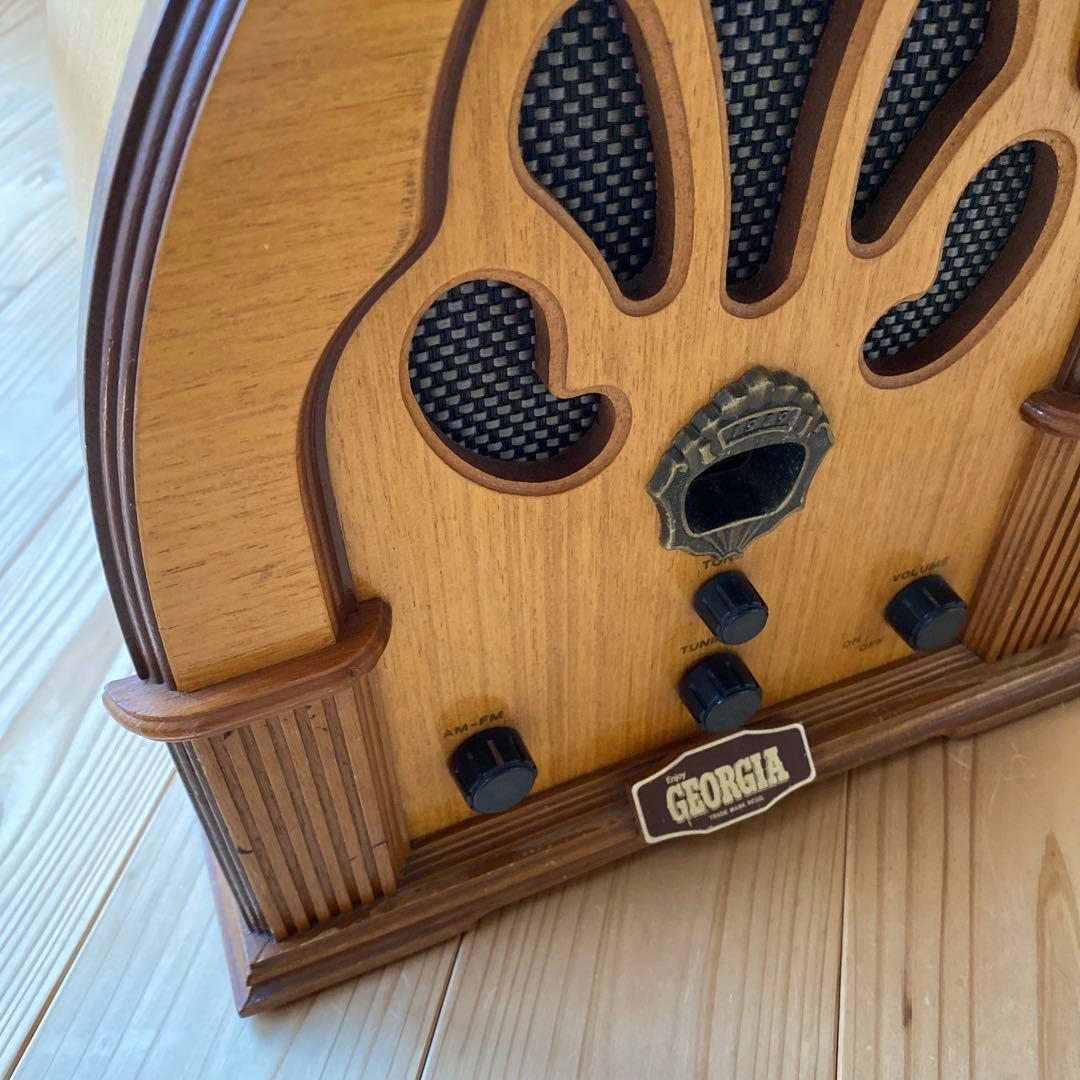 【レトロ】　ジョージア　ラジオ　アンティーク　木製　モダン　お洒落