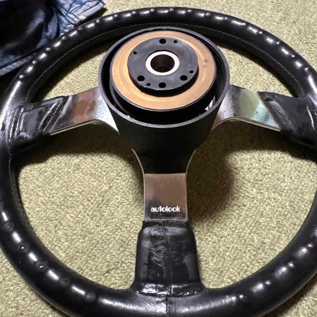 当時物　オートルックステアリング　不明ボス　Mスポホーンボタン付き