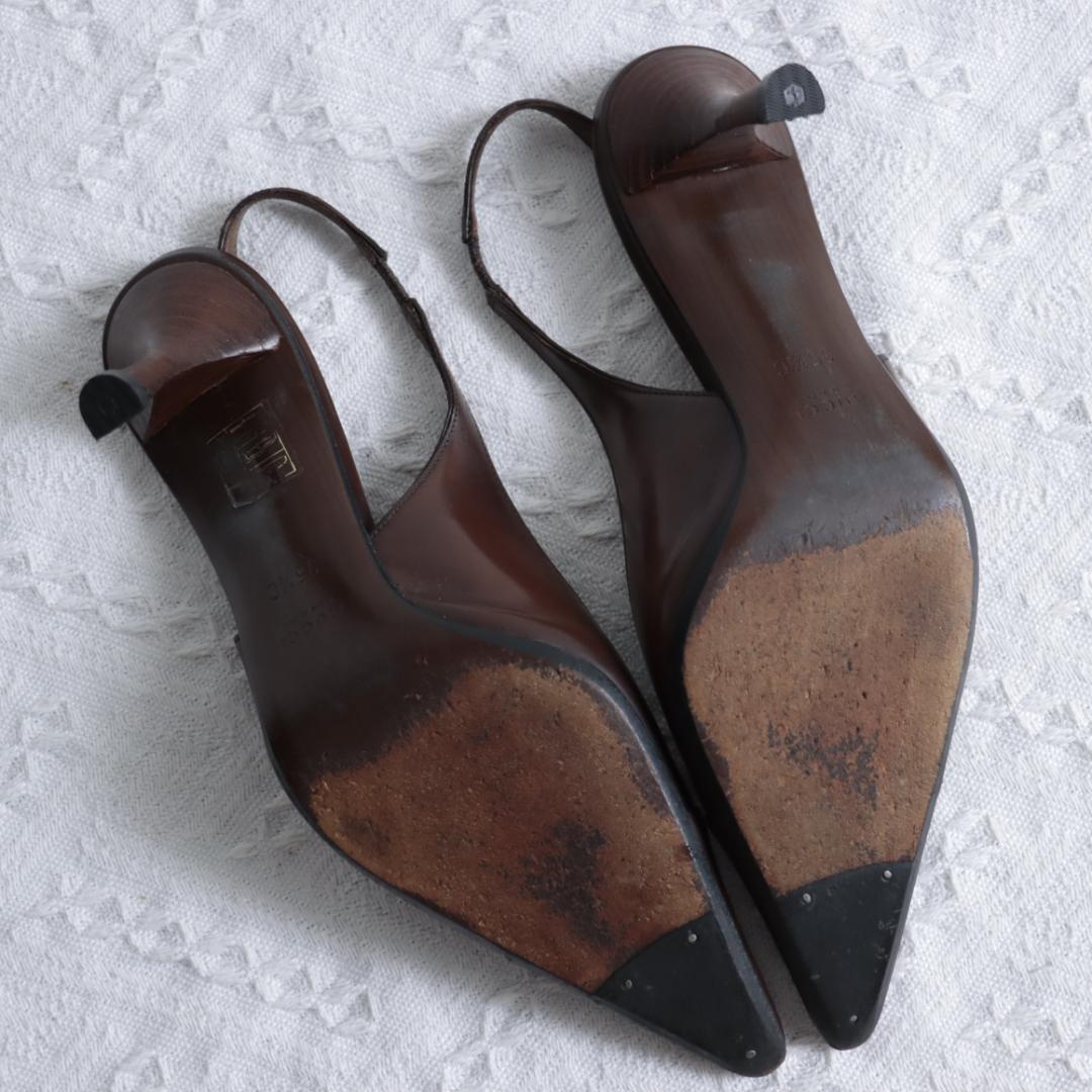 美品！GUCCI　グッチ　ミュール　ハイヒール　ポインテッドトゥ　レザー