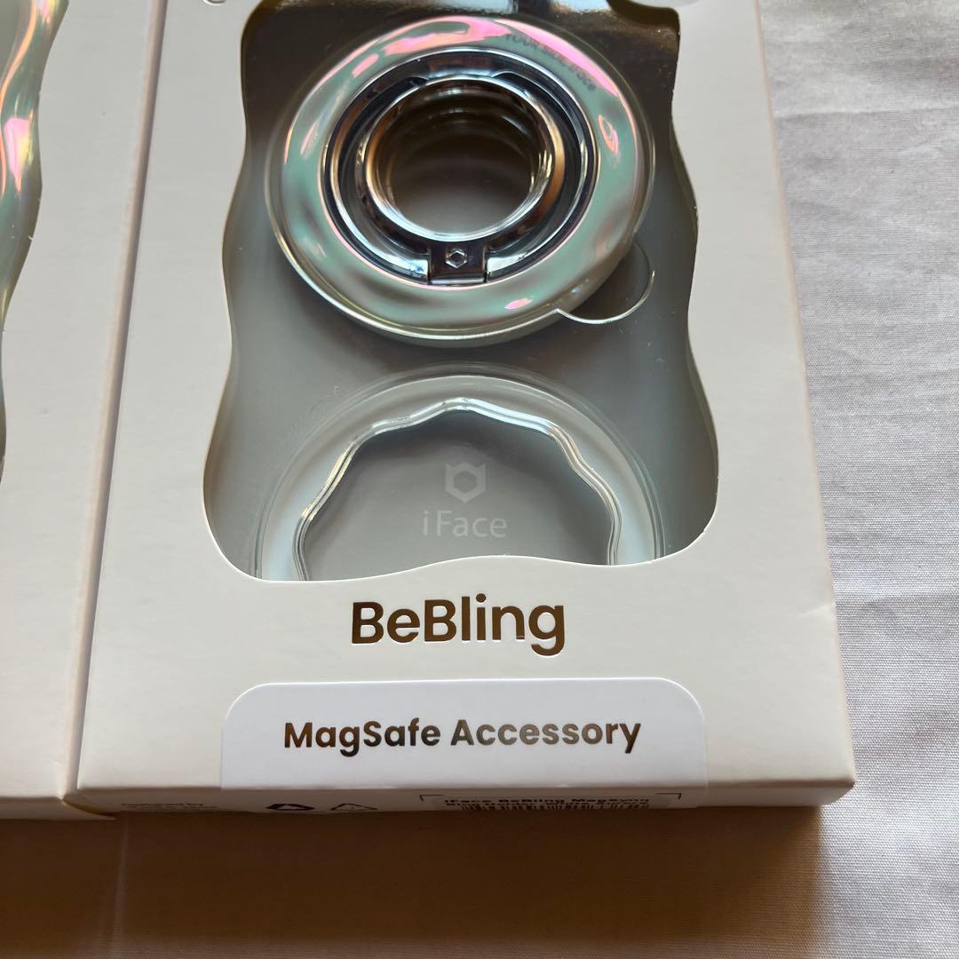 ホワイトオーロラiPhone16pro・リングセットiface BeBling