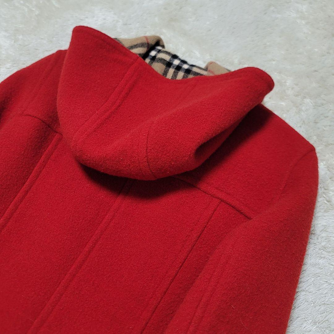 バーバリーブルーレーベル　フーデットコート ノバチェック　ホース刺繍　レザー