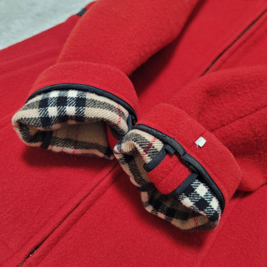 バーバリーブルーレーベル　フーデットコート ノバチェック　ホース刺繍　レザー