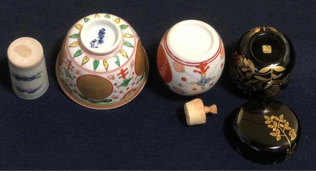 《R》茶道具 蒟醤 茶箱 お茶道具5点付 木製漆器　250827G3