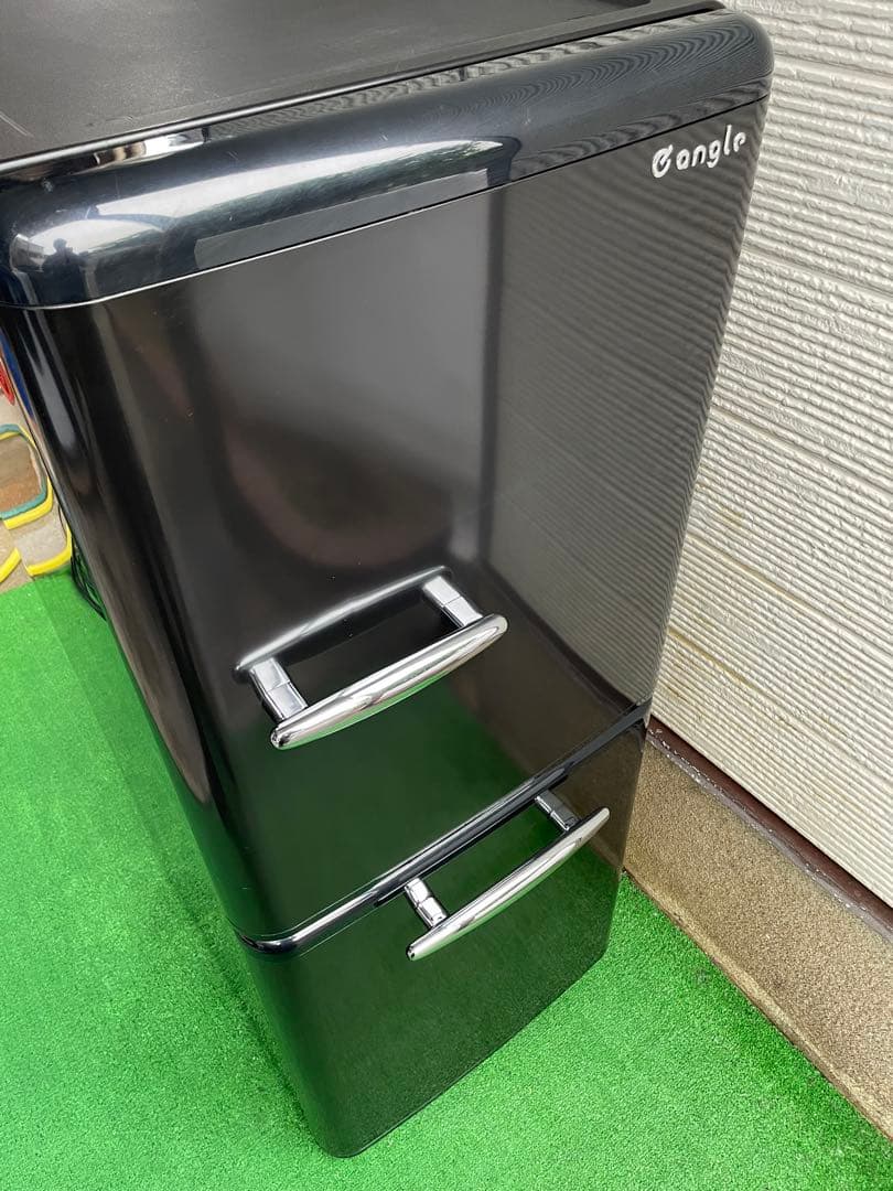 736美品✨ エディオン レトロインバーターおしゃれブラック2ドア冷蔵庫 単身