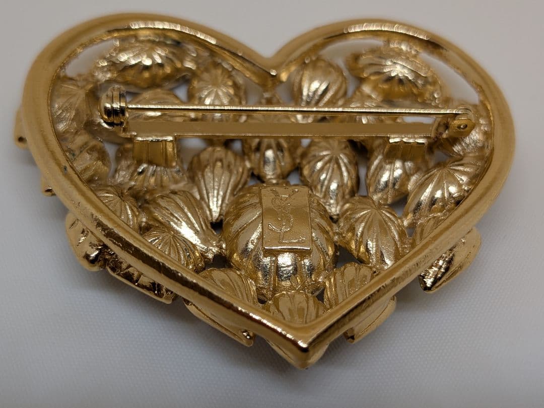 ヴィンテージ イヴ・サンローラン ブローチ イヤリング セット ハートモチーフ