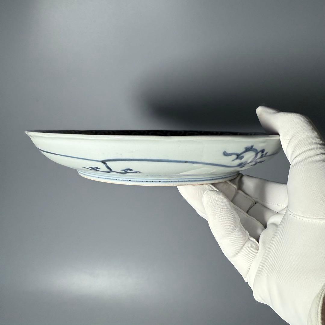 古伊万里　染付竹林蛸唐草文七寸皿　六枚　大明成化年製　名品　江戸中期　古美術