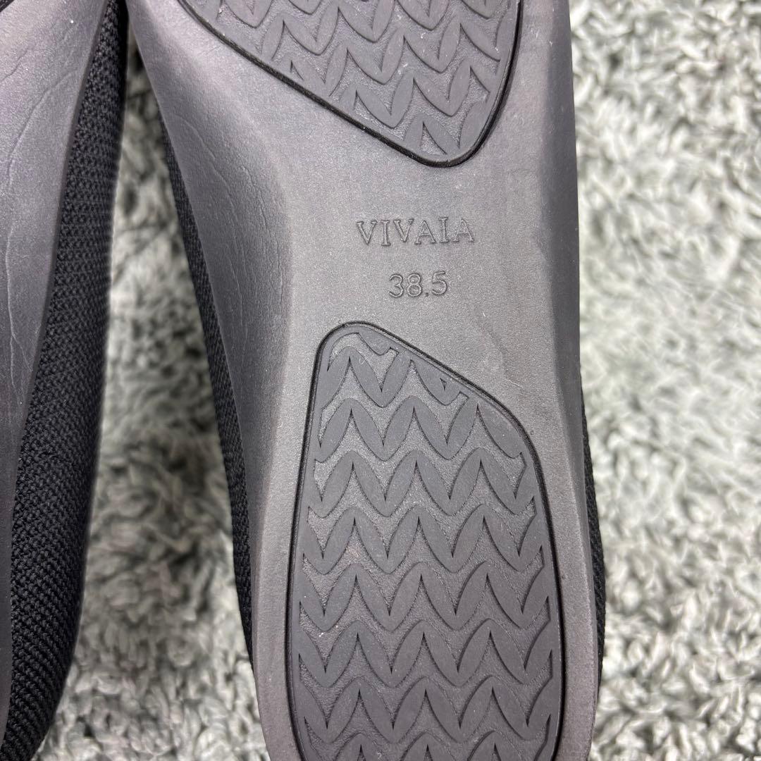 未使用級 VIVAIA ブラック ポインテッドトゥ フラットシューズ 24.5