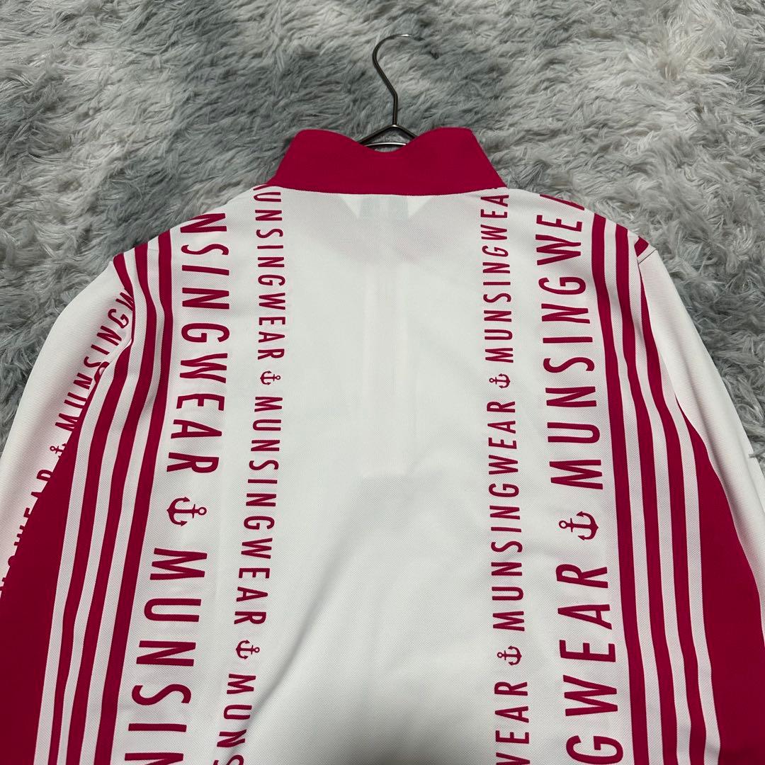 【マンシングウェア】ゴルフウェア ホワイト ピンク Lサイズ ハーフジップ