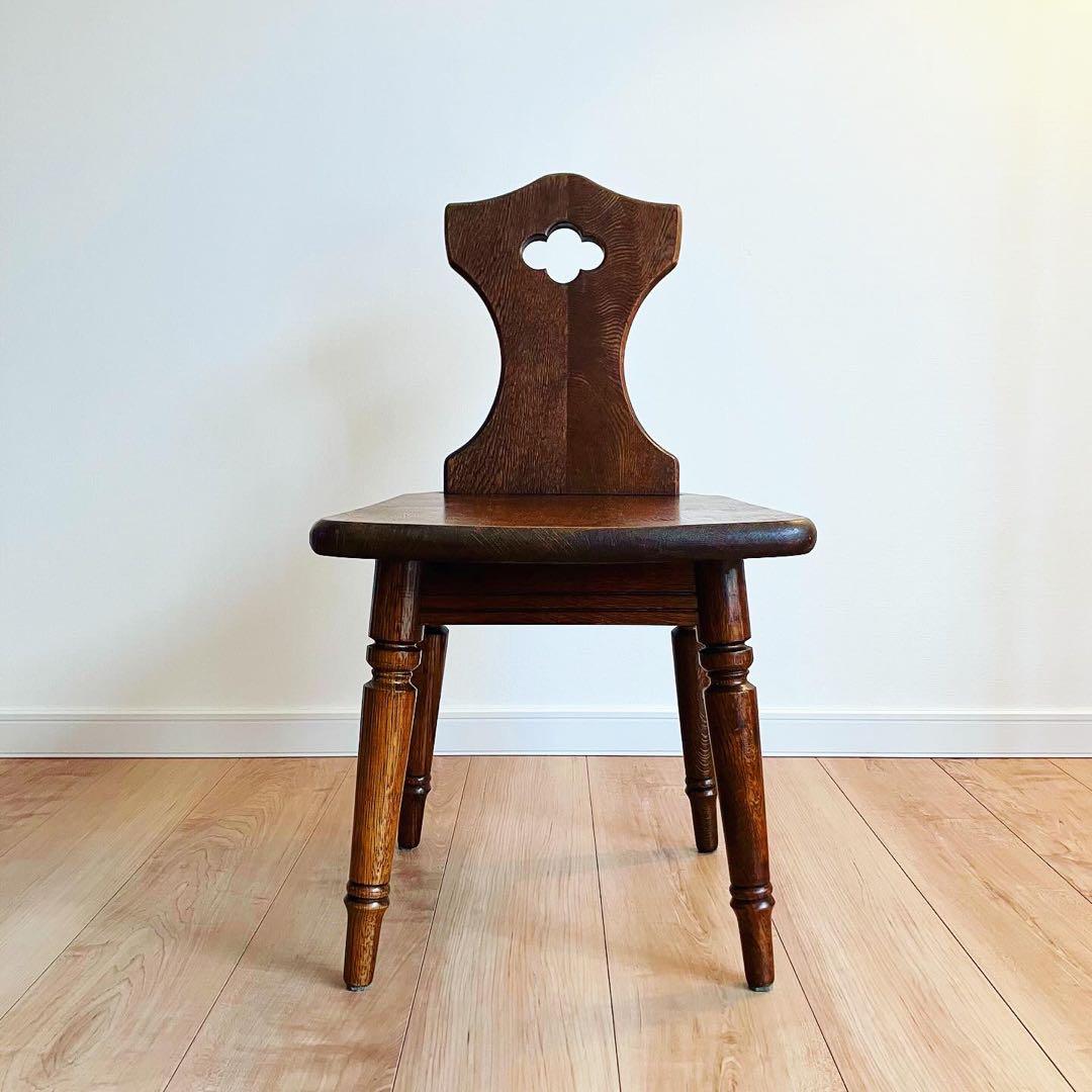 アンティークチェア　オーク材　腰掛け　ビンテージ家具　蚤の市　古家具　ブロカント
