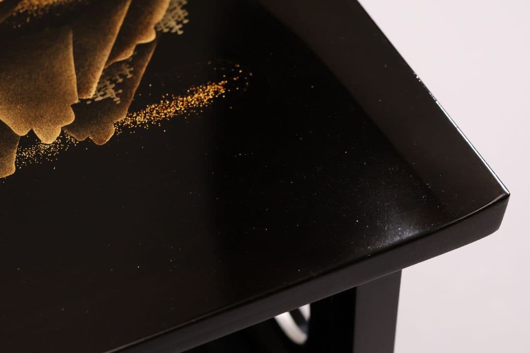 【MA771】蒔絵師 久世宗春 研出山水蒔絵 上手 冠卓 二段卓 共箱 木製